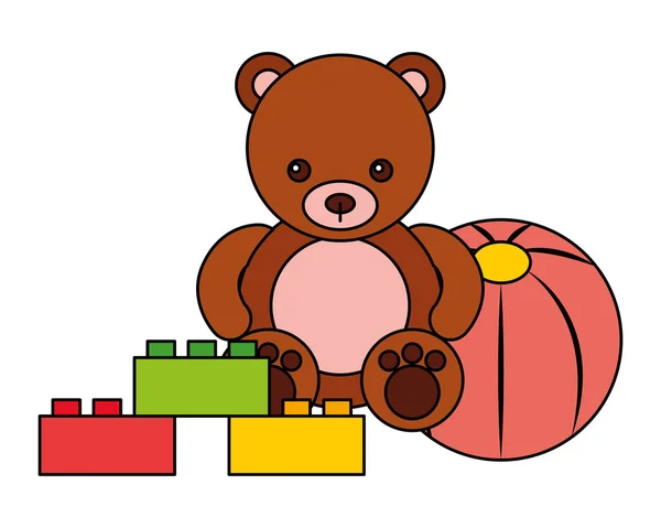 Bear ball blocks kid toys — Stock Vector