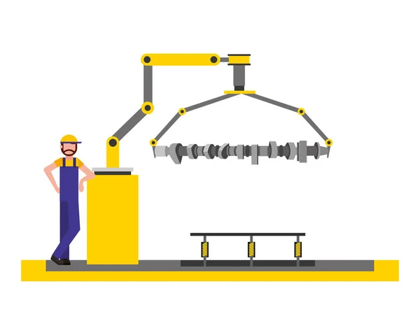 Operatörens fabrik automotive robotarm vevstake — Stock vektor