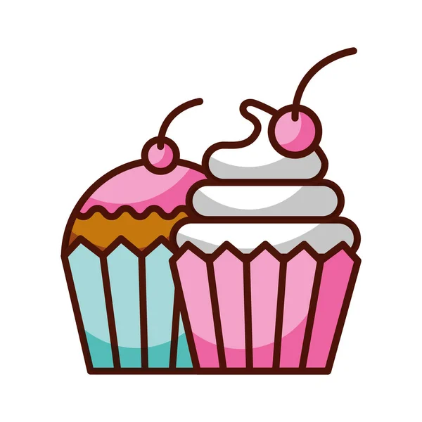 Édes Cupcakes élelmiszer desszert pékség — Stock Vector