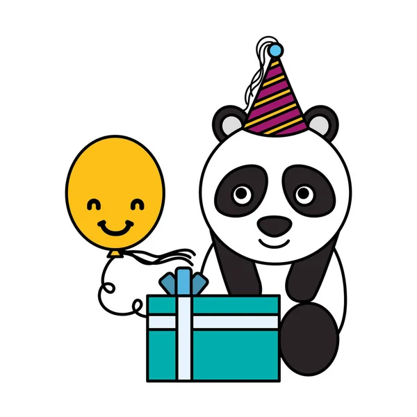 Schattige Panda verjaardag cadeau ballon — Stockvector