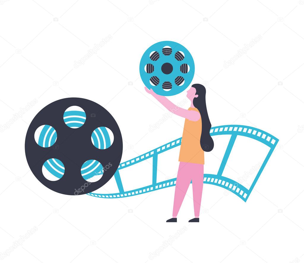 woman reel strip production movie film