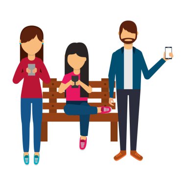 Gençler bankta akıllı telefon kullanıyor