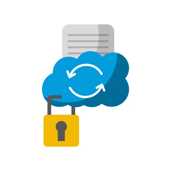 Cloud Computing met document en hangslot — Stockvector