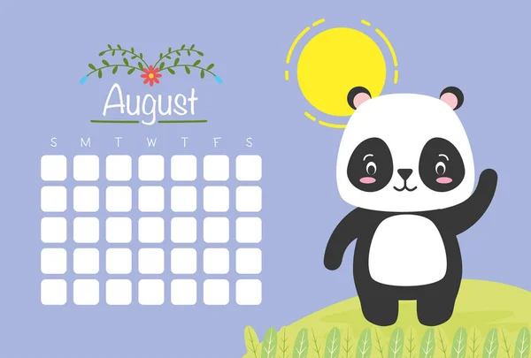 Söta djur kalender — Stock vektor