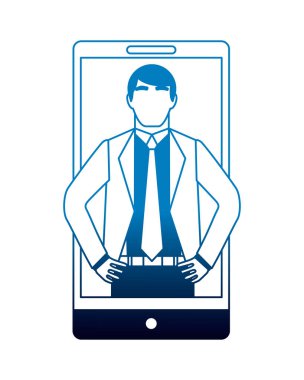 akıllı telefon cihazında işadamı karakteri