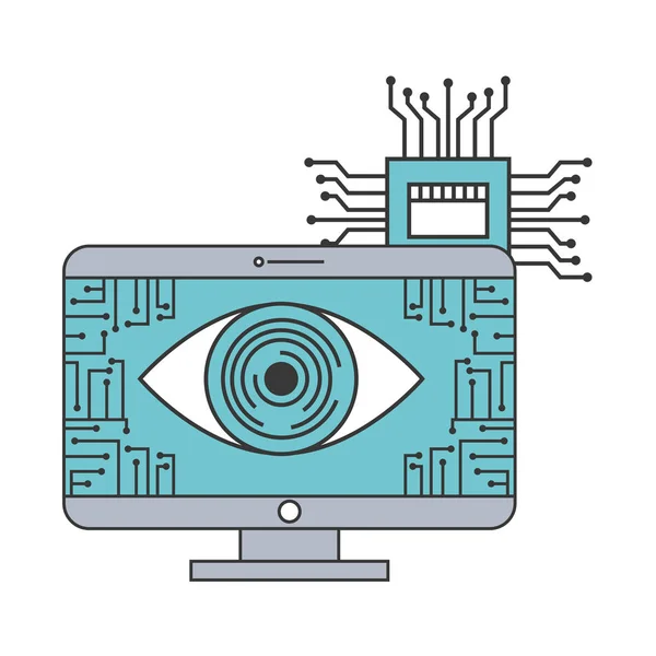 Yapay zeka bilgisayar gözetim devre kartı — Stok Vektör