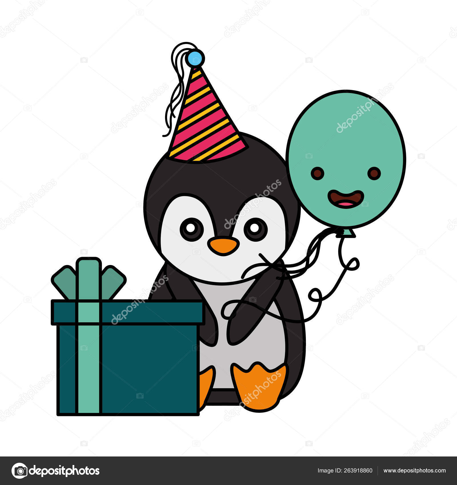 Mignon Pingouin Cadeau D Anniversaire Ballon Image Vectorielle Yupiramos C Mignon Pingouin Cadeau D Anniversaire Ballon Image Vectorielle Yupiramos C
