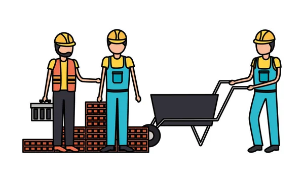 Arbeiter Baumaschinen — Stockvektor