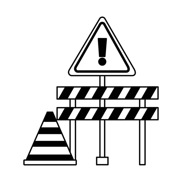 Bouw barricade waarschuwingsbord kegel — Stockvector