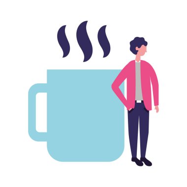 kahve fincanı yanında duran işadamı