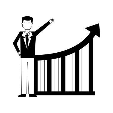 grafik istatistik avatar karakter ile işadamı