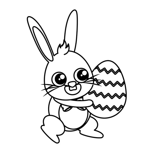 美丽的兔子与鸡蛋画复活节字符 — 图库矢量图片