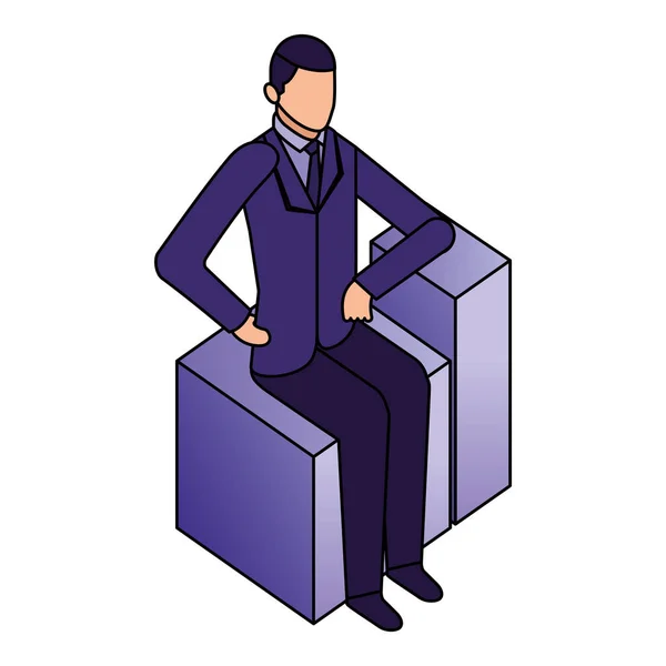 Elegante hombre de negocios sentado carácter — Vector de stock