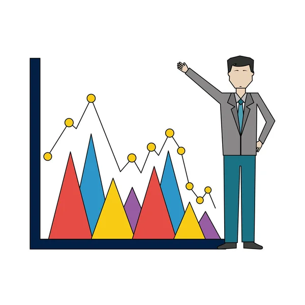 Obchodník se statistikou grafu avatar znak — Stockový vektor