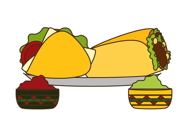 Mexikói burrito taco mártások — Stock Vector