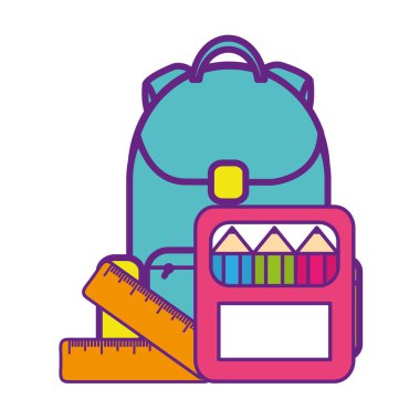 kurallar ve kutu renkleri izole simgesi ile çanta okul