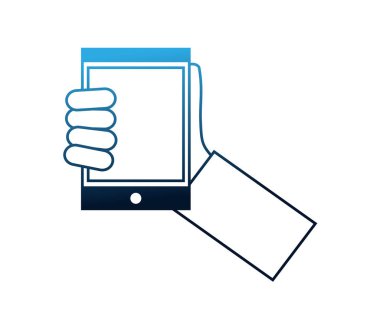 tablet cihaz isometrik simgesi ile el