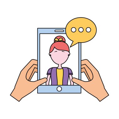 akıllı telefon kadın konuşma kabarcık iletişim