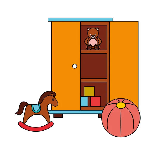ロッキング馬のボールや家具の子供のおもちゃ — ストックベクタ