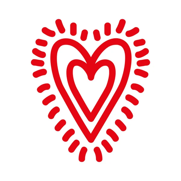Heart symbol and sunburst grunge isolated background — Stock Vector
