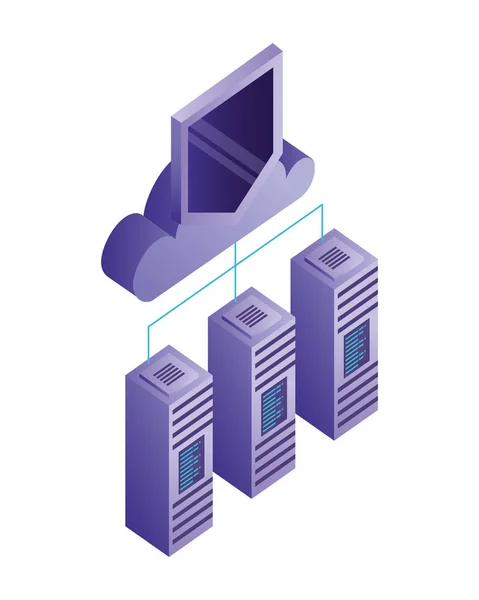 Datenbank Server Cloud Computing Speicherschutz-Verbindung — Stockvektor