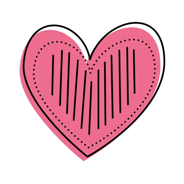 Heart love romance decoration image linear dots — Stock Vector