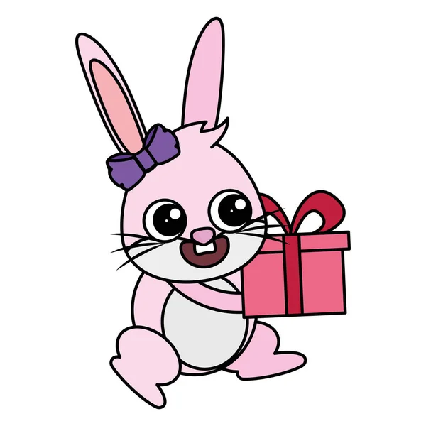 Bellissimo coniglio con carattere regalo pasquale — Vettoriale Stock