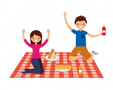 piknik günü sahnesinde çift