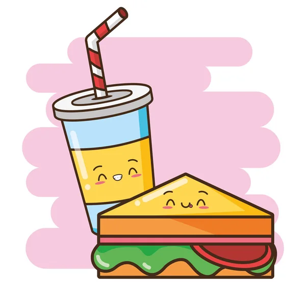 Fast food kawaii — Image vectorielle