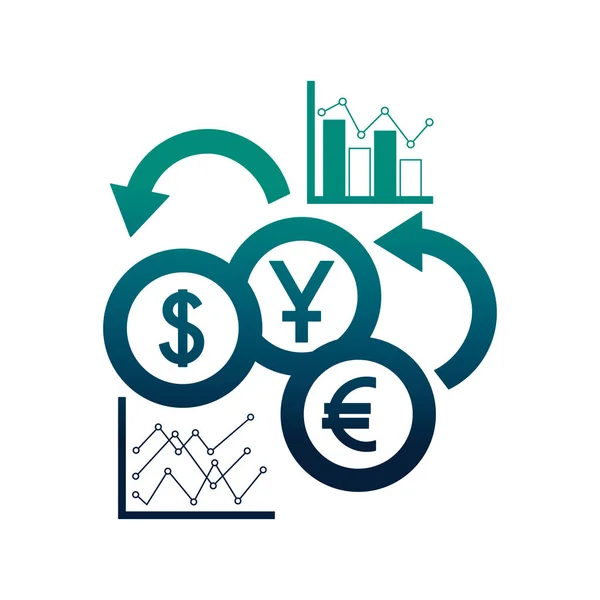 Business Statistics rapport munten buitenlandse valuta — Stockvector