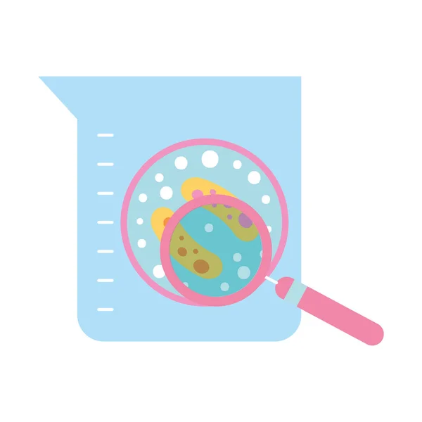 Εργαστηριακή φιάλη δοκιμή βακτηρίων επιστήμης μεγεθυντικό γυαλί — Διανυσματικό Αρχείο