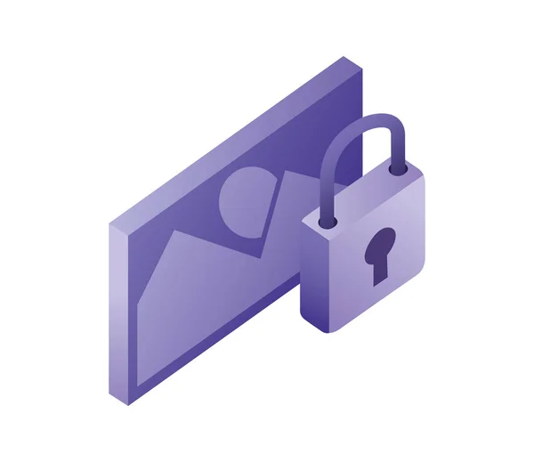 Cadeado de segurança de dados com imagem — Vetor de Stock