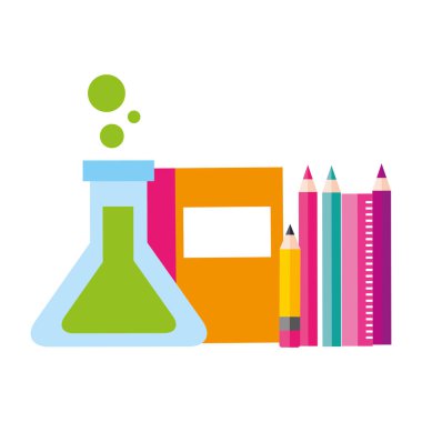 test tüpü kitap ve kalem cetvel malzemeleri okul