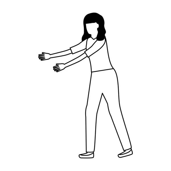 Женщина жестикулирует руками — стоковый вектор