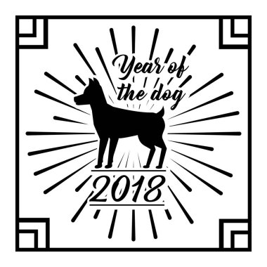 köpek yılı 2018 çin zodyak kutlama kartı