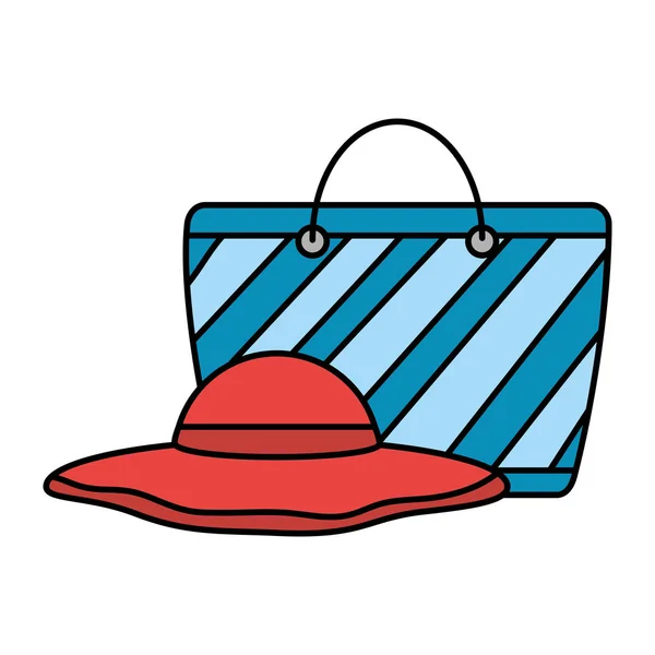 Hat and bag beach — Stock Vector