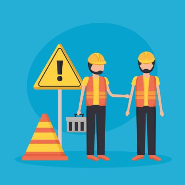 inşaat işçisi trafik uyarı işareti