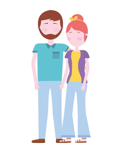 Giovane coppia avatar personaggio — Vettoriale Stock