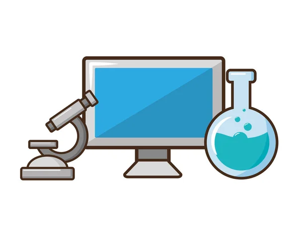 Microscopía informática ciencia de laboratorio — Archivo Imágenes Vectoriales