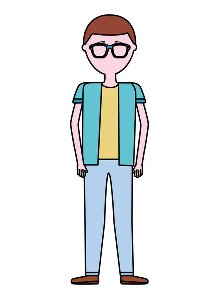 Young man with eyeglasses avatar character — Stock Vector