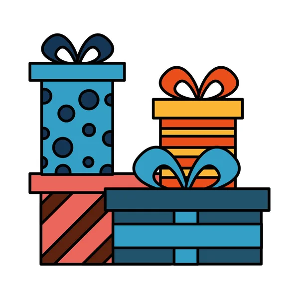 Cajas de regalo de cumpleaños cinta sorpresa — Vector de stock