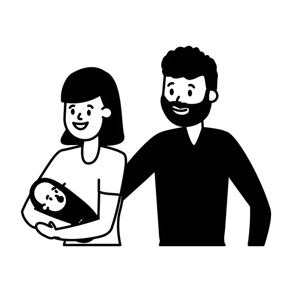 妈妈、爸爸和宝宝 — 图库矢量图片