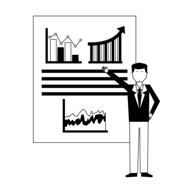 grafik istatistik avatar karakter ile işadamı