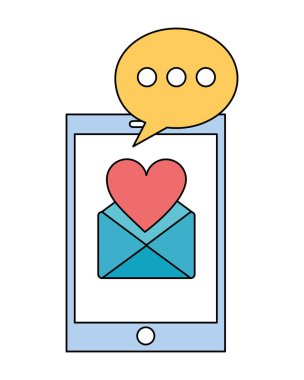 Zarf posta ve set simgeleri ile akıllı telefon