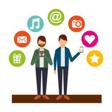 Akıllı telefon sosyal medya simgeleri kullanan gençler