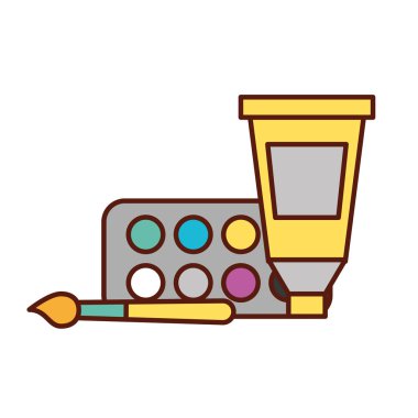 sanatsal tasarım renk tüp paleti ve fırça