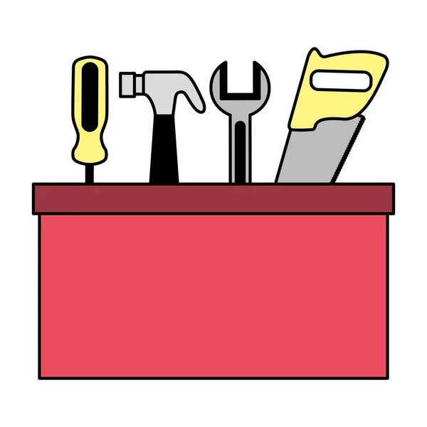 Boîte à outils de réparation de construction sur fond blanc — Image vectorielle