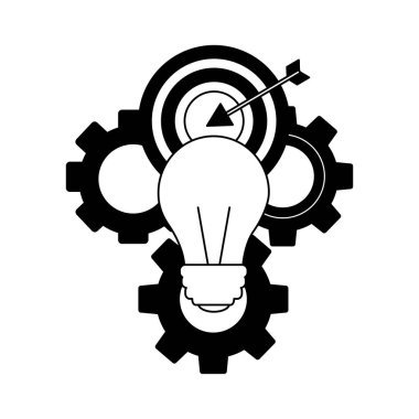 dişli makinesi ve hedef ok başarı ile ampul