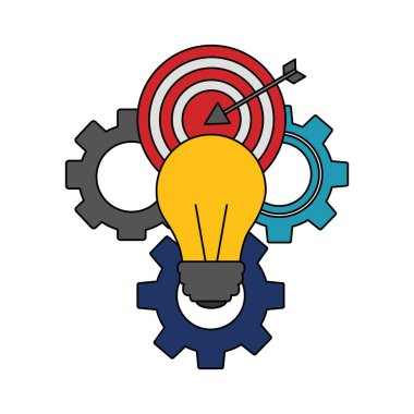 dişli makinesi ve hedef ok başarı ile ampul