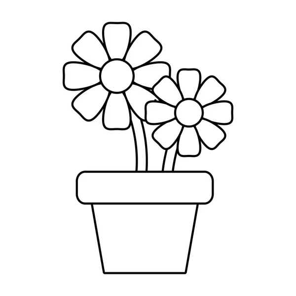 Cserepes virág dekoráció — Stock Vector